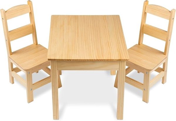 Solid wood kids table & 2 chairs – modern playroom ideas