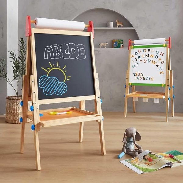 Wooden art easel – modern playroom ideas