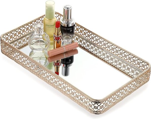 Mirror vanity tray – white and gold dining room ideas