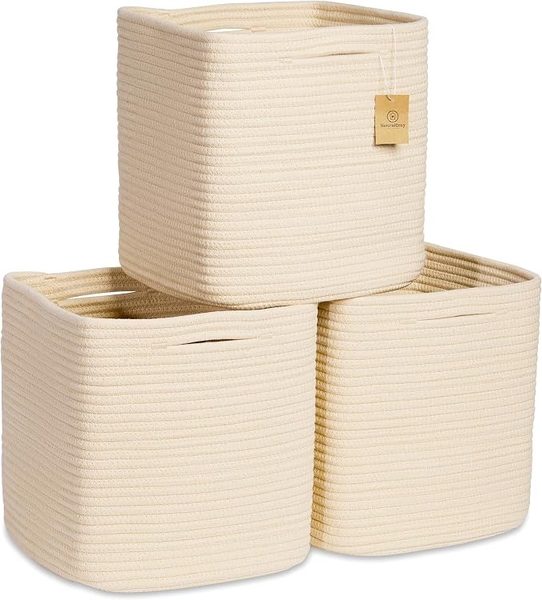 Woven rope cube bins, 3 pack – modern playroom ideas