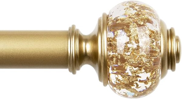 Gold curtain rod – white and gold dining room ideas