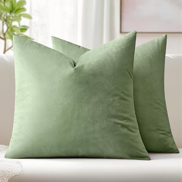 Sage velvet throw pillow covers – camel leather sofa living room ideas