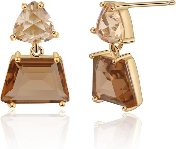 Crystal drop earrings – brown suede midi skirt outfit