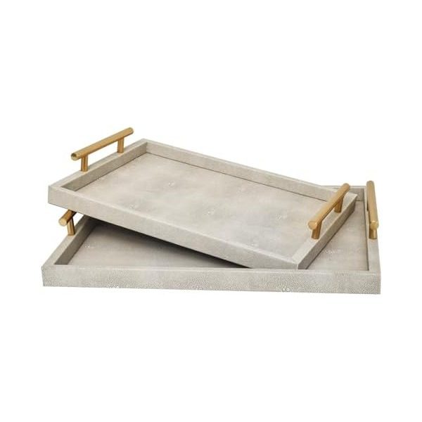 Shagreen trays with gold handles, set of 2 – cream and oak kitchen ideas