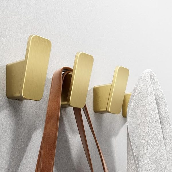 Brushed gold towel hooks, 4 pack – blush pink bathroom ideas