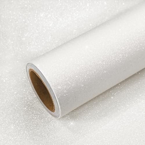 White glitter peel & stick wallpaper – white and gold dining room ideas