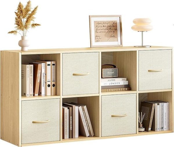 8 cube toy storage shelf w/ bins – modern playroom ideas