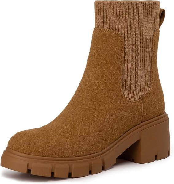 Suede Chelsea boots – plaid maxi skirt outfit