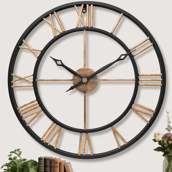 Big gold wall clock, 30" – white and gold dining room ideas