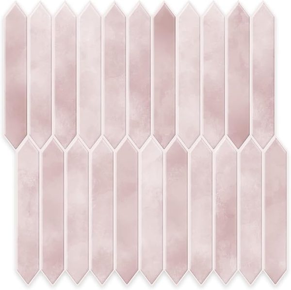 Pink picket peel & stick tile, 10 sheets – blush pink bathroom ideas