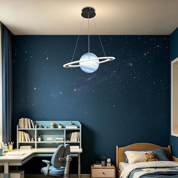 Planet glass pendant light – space themed boys room ideas