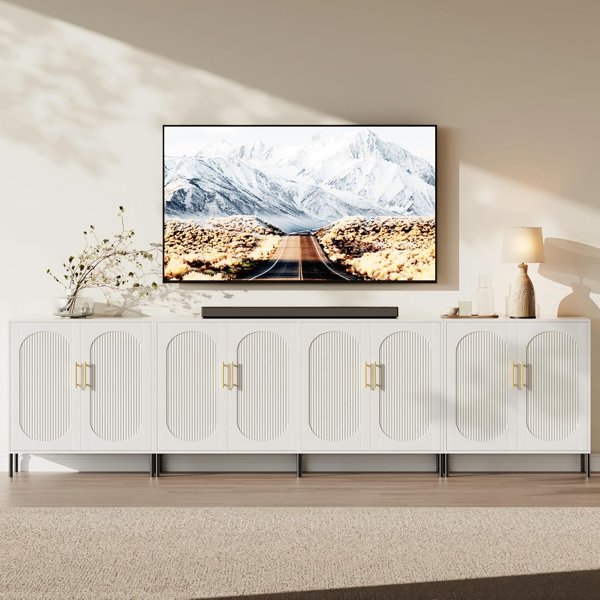 Fluted arched sideboard – white and gold dining room ideas